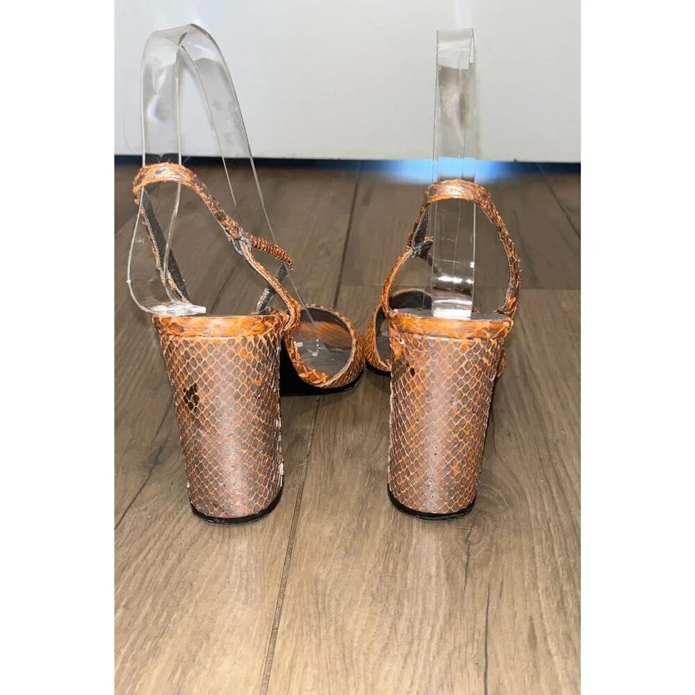 Vintage Richard Tyler  Snakeskin Leather Strappy Heels Womens size 6.5 Y2K